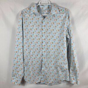 Men's Bar III Long Sleeve Shirt Size Medium 15-15 1/2 Slim Fit Cocktail Pattern